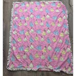 Vintage 90s Disney Princes Pink Fleece Throw Blanket For Toddler 50 x 40